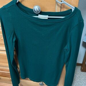 Green Long Sleeve Ribbed Top
